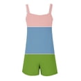 thumbnail image 5 of ZyeKqe Women Rompers Summer Casual Sleeveless Short Jumpsuits Trendy Color Block Overalls with Pockets, 5 of 5