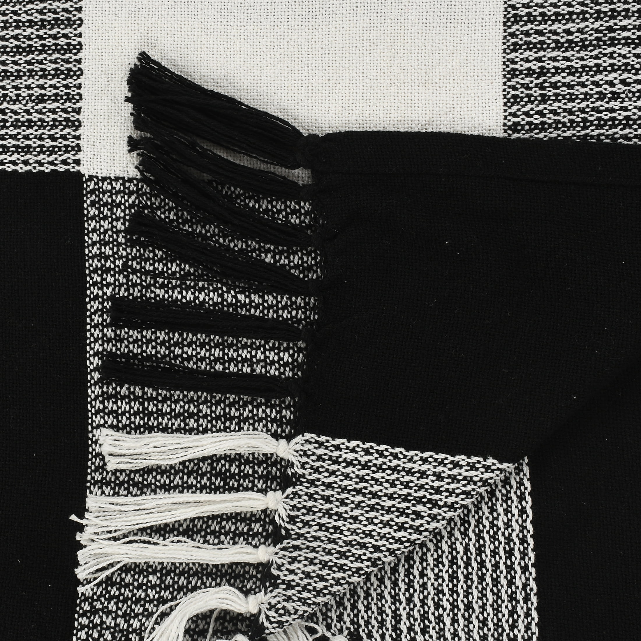 Ox Bay Black/White Tartan Plaid Cotton Throw Blanket, 50" x 60"