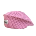 thumbnail image 5 of Naierhg Beanie Women Winter Beanie Stripe Texture Knitting Solid Color No Brim Elastic Decorative Regular Fit Solid Color Artist Beret Women HeaddressCoffee, 5 of 8