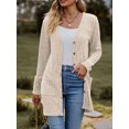 thumbnail image 4 of Diconna Women Fashion V-Neck Cardigan Solid Color Rib Long Sleeve Sweater Button-Down Fall Casual Soft Knit Coat, 4 of 7