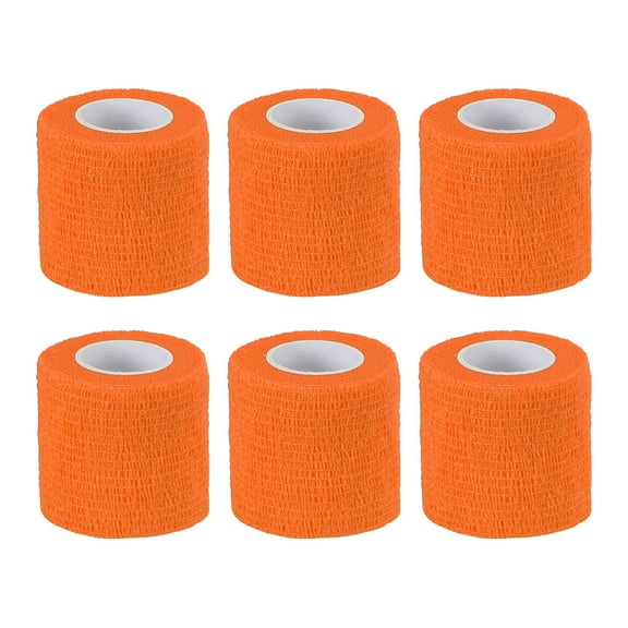 2" x 177" 6 Pcs Self Adhesive Bandage Wrap Elastic Self Tape Sport Orange