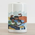 thumbnail image 2 of African American Family Ceramic Toothbrush Holder, Happy Cozy and Multi-Generation Family Scene, Decorative Versatile Countertop for Bathroom, 4.5" X 2.7", Pale Blue Multicolor, 2 of 4