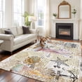 thumbnail image 4 of Rectangle Rug 5x8ft Area Rug, Watercolor Marine Octopus Starfish Area Rugs for Living Room Bedroom, Sailboat Shell on Retro Newspaper Floor Mat Non-Slip Non-Shedding Carpet Indoor Accent Rugs, 4 of 9