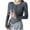 Gray, variant on Womens Long Sleeve Bodysuit Henley Body Suits Button Down Basic Crewneck Stretchy Bodysuits Shirts Tops