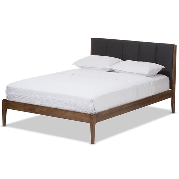 Baxton Studio Ember King Platform Bed in Gray and Walnut Brown