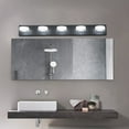 thumbnail image 4 of 37" Modern 5-Light LED Vanity Light - Black Metal & Frosted Acrylic - Dimmable & 360° Rotatable - Bathroom Wall Fixture for Mirror, Shower, Powder Room, 4 of 14