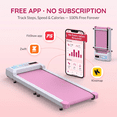 thumbnail image 2 of FYC Under Desk Walking Pad, 180° Foldable Treadmill for Home Office, 2.5HP Quiet Brushless Motor 0.5-4MPH 300LBS Capacity, Compact Design for Small Space,  App Control & Bluetooth Speaker (Pink), 2 of 12