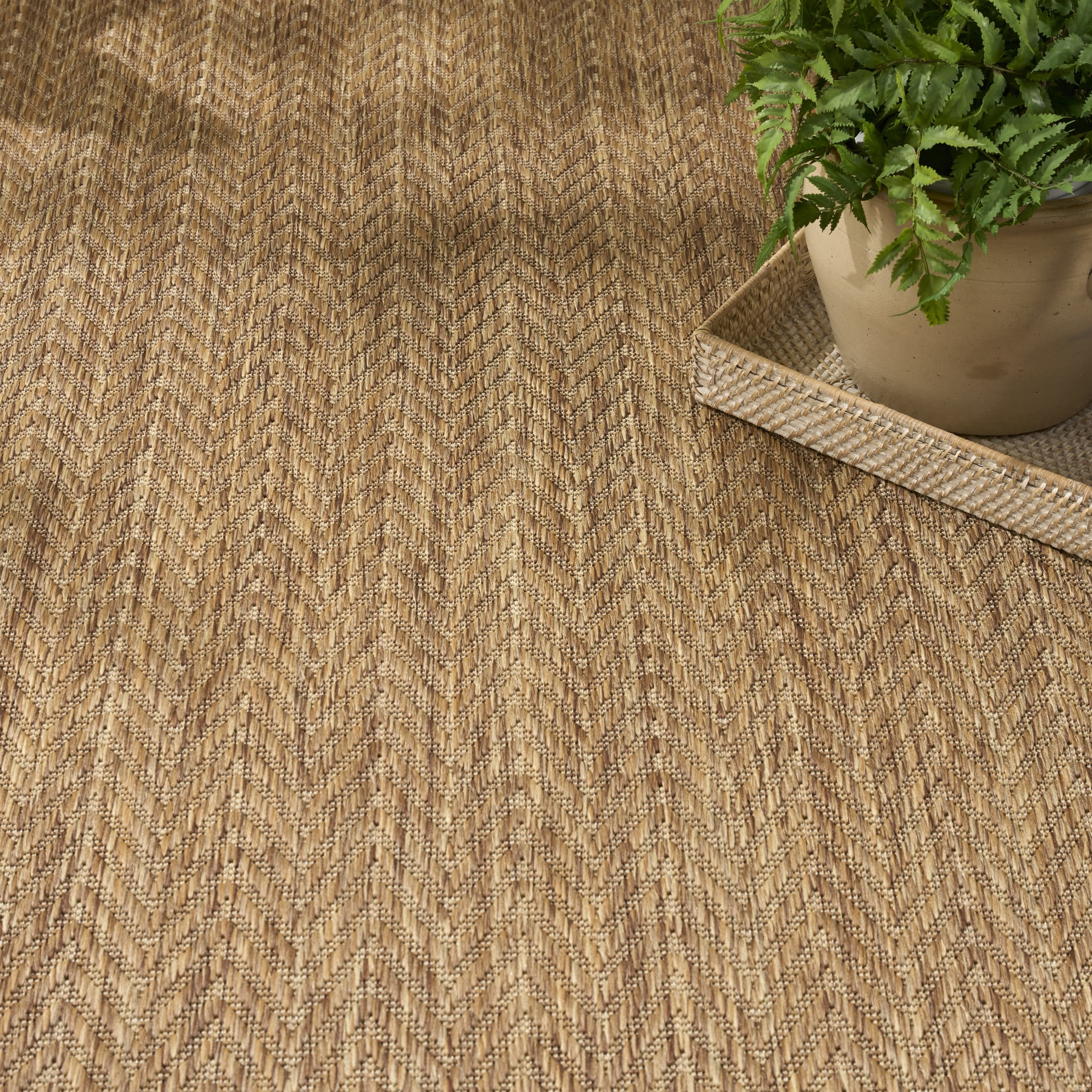 Nourison Horizon Indoor/Outdoor 5' x Round Natural Modern Rug