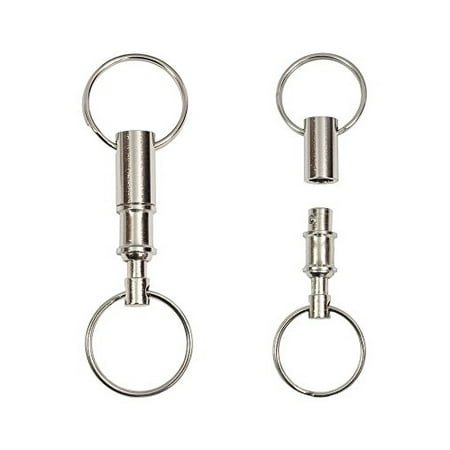 Art Attack Silvertone Quick Release Swivel Detachable Key Ring Snap Lock Holder Pull Apart Removable Bag Charm Pendant