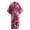 Hot Pink, variant on Women Floral Print Bathrobe Wide Short Sleeve Wrap Belted Long Robes Soft Nighgown Home Wear Blue One Size