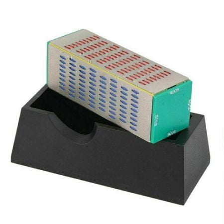 

Kitchen Knife Sharpener 4 Sided Diamond Sharpening Hone Stone Whetstone w/Base