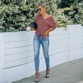 thumbnail image 3 of Womens Waffle Knit Tunic Blouse Tie Knot Henley Tops Loose Fitting Bat Wing Plain Shirts, 3 of 7