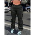 thumbnail image 3 of Women’s Black High‑Waisted Wide‑Leg Workwear Trousers – Multi‑Pocket, Street & Outdoor Climbing, Casual Summer Sports Pants, 3 of 6