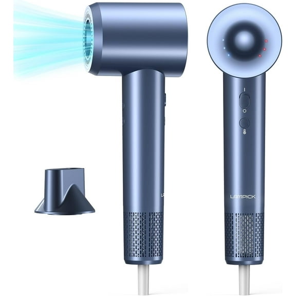 Professional High Speed Hairdryer with 150,000 RPM Motor for Fast Drying, Ionic Blow Dryer, 5 Temps/3 Speeds Lightweight Hairdryer with Magnetic Nozzle for Home Travel