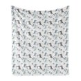 thumbnail image 1 of Dino Soft Flannel Fleece Throw Blanket, Dinosaur Rhythmic Nursery Theme in Muted Tones, Cozy Plush for Indoor and Outdoor Use, 60" x 80", White Multicolor, by Ambesonne, 1 of 5