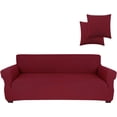 thumbnail image 1 of Housse Extensible Élastique pour Canapé 4 Places, 1 Pce (Rouge Bourgogne, Très Grand), 1 of 6
