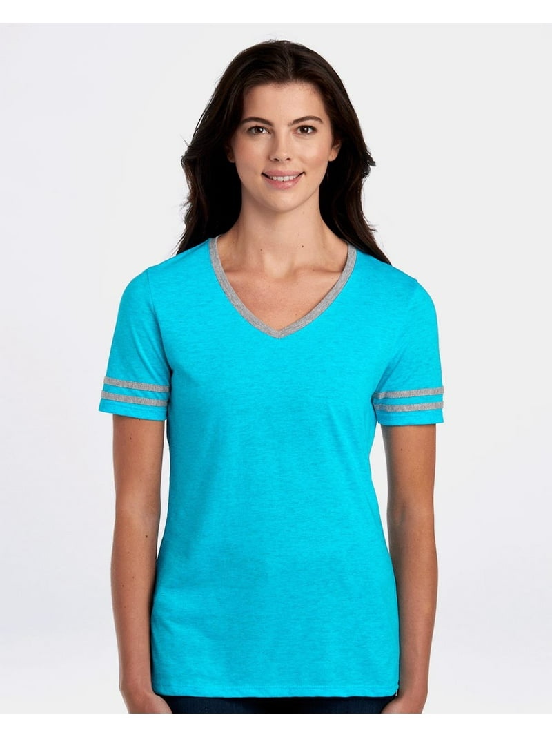 JERZEES Women's Varsity Triblend V-Neck T-Shirt Size up to 3XL