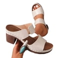 thumbnail image 2 of Willtoo Women's Chunky Block Heel Sandals - Open Toe Slip-On Ankle Strap Slides with Adjustable Buckle, for Casual & Evening Wear Beige US-10（EU-43）, 2 of 4