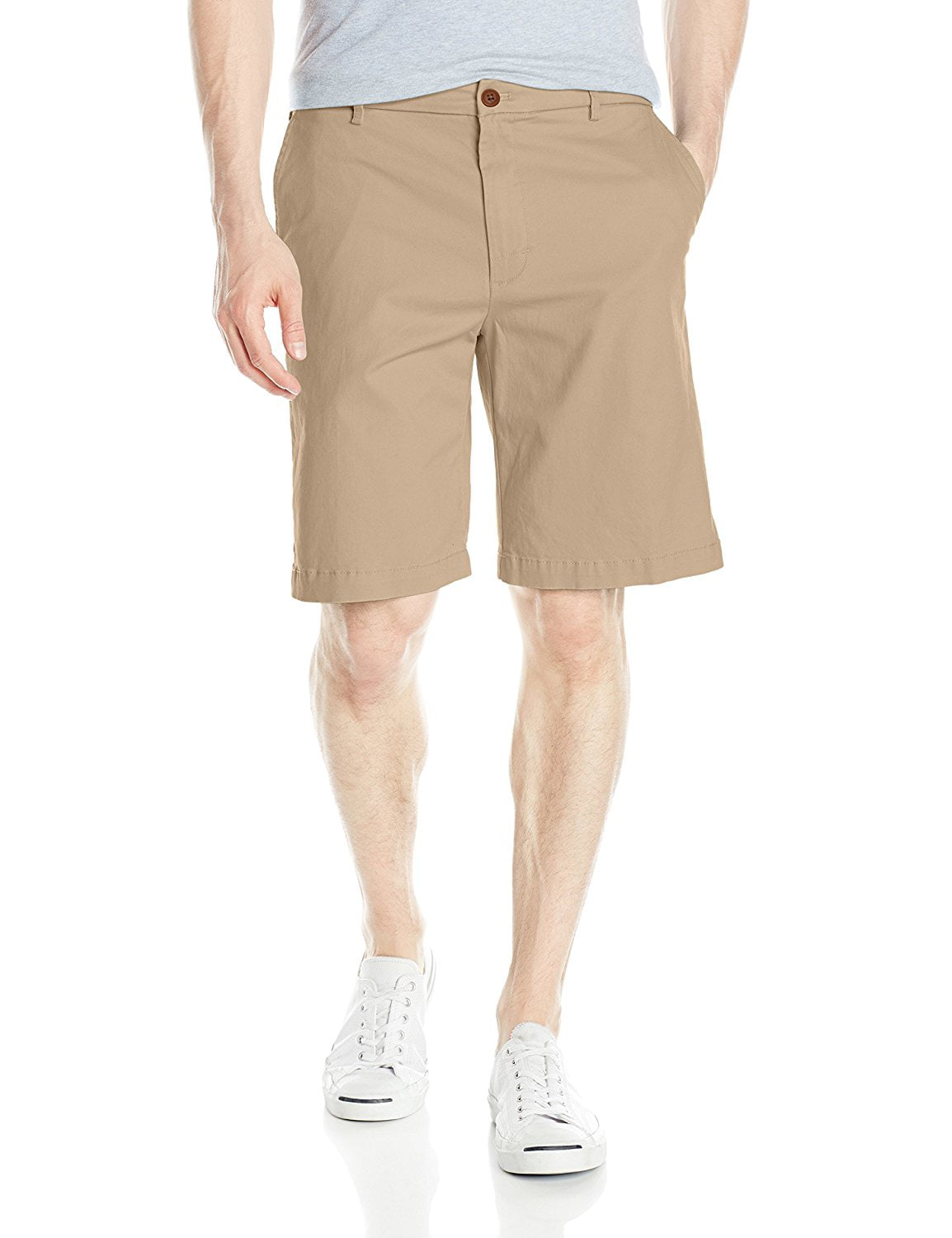 Men's IZOD Saltwater Salt 4 pocket Shorts 38 W X9 Flat Front Khaki Cotton Twill