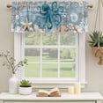 thumbnail image 3 of Blue Octopus Coastal Valances for Windows, Summer Beach Ocean Starfish Coral Light Filtering Kitchen Curtains, Rod Pocket Window Valance Curtains for Living Room Bedroom, 60" W x 18" L, 2 Panels, 3 of 9