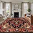 thumbnail image 2 of Red Boho Large Area Rugs for Bedroom Living Room, Soft Non Slip Carpet Bedside Rug, Contemporary Abstract Ethnic Retro Geometric Rectangle Floor Cover Kitchen Accent Rug 8'x10' for Dining Room/Office, 2 of 9