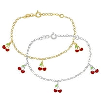 Everly Women's Two-Tone Sterling Silver Cherry Charm Bracelet - 6.5 in   0.5 in