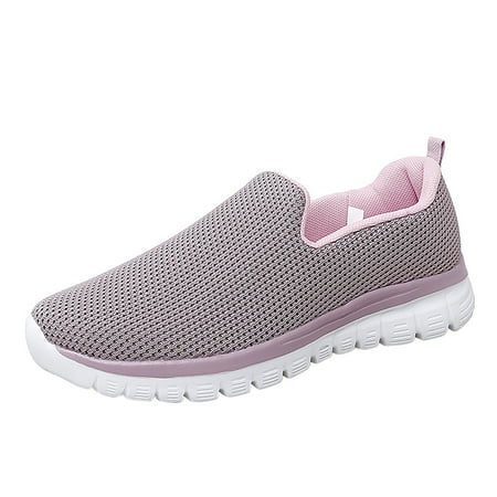 ZPYESWOW Summer Shoes for Women Women s Knit Slip on Shoes | Comfort Walking Shoes | Lightweight Comfort Business Casual Shoes Women Pink 8.5