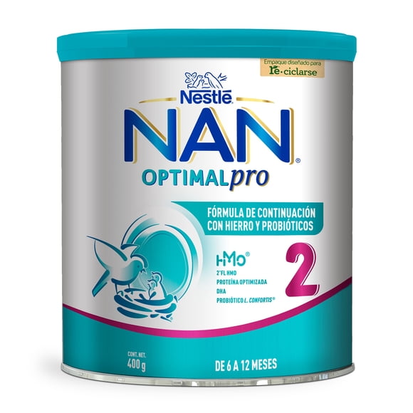 Fórmula de Continuación con Hierro y Probióticos NAN Optimal Pro 2 Lata 400 g