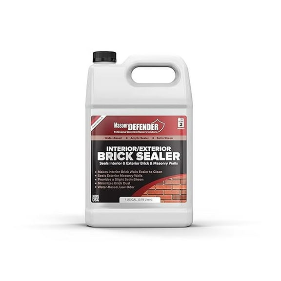Interior/Exterior Brick Sealer, Sheen - Clear Water Based Acrylic Sealer - Reduces Brick Dust & Makes Interior & Exterior Brick Walls Easy to Clean - 1 Gallon