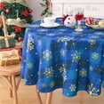 thumbnail image 2 of Christmas Round Tablecloth 60 Inch Gold Snowflake Table Cloth Buffalo Plaid Holiday Tablecloth, Waterproof Winter Xmas Table Cover for Party Picnic Dinner, Christmas Decor, Blue, 2 of 6