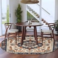 thumbnail image 5 of Vintage Floral Washable Round Area Rug 8 ft, Orange Navy Classical Bohemian Farmhouse , Soft Non Slip Rugs Stain Repellent Indoor Felt Carpet for Living Dining Room Bedroom Home Office, 5 of 9