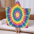 thumbnail image 5 of Colorful Rainbow Tie Dye Spiral Pattern Hooded Bath Towel，50"x30" for Ages 3 To 12 Kids, Quick Dry Lightweight Soft Microfiber Hood Beach Towel Cover Up for Kids, 5 of 7
