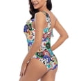 thumbnail image 4 of Gukieu Colored Casino Chips Print One-shoulder Ruffled One-piece Swimsuit with Removable Chest Pads and Tummy-control Swimsuit for Women-Small, 4 of 6