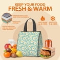 thumbnail image 5 of Daisy Pioneer Flower Green Pattern Insulated Lunch Bag for Women Men, Large Portable Soft Cooler Tote, Thermal Food Storage Bag with Pearl Cotton, 8.66L, 8.75"x5.75"x9.5", 5 of 6