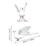 Tineasur 1Pair Lifelike White Artificial Dove Figurine Made of Foam and Plastic for Garden Decor