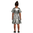 thumbnail image 3 of Wonder Nation Girls Metallic Knit Puff Sleeve Dress, Sizes 4-18 & Plus, 3 of 5