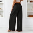 thumbnail image 6 of Palazzo Pants for Women Spring Fall Elastic Waist Wide Leg Loose Fit Casual Flowy Vacation Beach Pants with Pockets, 6 of 6