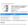 thumbnail image 2 of Carburetor Repair Kit - Compatible with 1983 - 1987 Ford E-150 Econoline 1984 1985 1986, 2 of 2