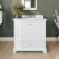 thumbnail image 2 of Wyndham Collection Deborah 36" Wood & Metal Single Bathroom Vanity in White/Gold, 2 of 5
