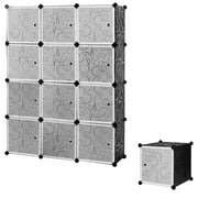 DIY Storage Cubes Portable Clothes Closet Wardrobe Cabinet Bedroom Armoire DIY Storage Organizer Closet (12 Cubes)