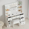 thumbnail image 6 of Caulitar Makeup Vanity with Mirror and Lights, 5 Drawers & Cabinet & Stool, Crystal Knobs, Modern Vanity Table with Adjustable Lighting Colors, White, 6 of 9