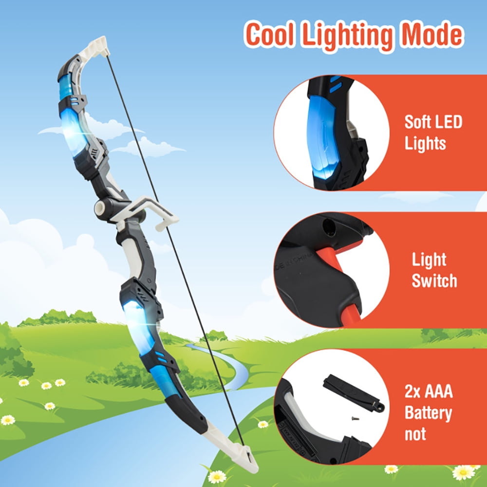 Yardi Yard Youth Archery Bow Set with LED Light Up Bow and 20 Suction Cup Arrows for Kids, Bow and Arrow Archery Toy for Kids
