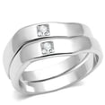 thumbnail image 1 of Rhodium Brass Ring with AAA Grade CZ, Clear - Size 6, 1 of 1