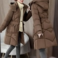thumbnail image 6 of Womens Winter Hooded Parka Jacket Long Sleeve Toggle Duffle Coat with Faux Fur Trim Coffee S, 6 of 9