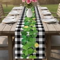 thumbnail image 4 of St. Patrick's Day Table Runner - 108 Inch Long Lucky Shamrock Grasses Black White Plaid Cotton and Linen Blended Dress Scarves Farmhouse Table Runner for Kitchen Dining, Coffee Table, 13" x 108", 4 of 8