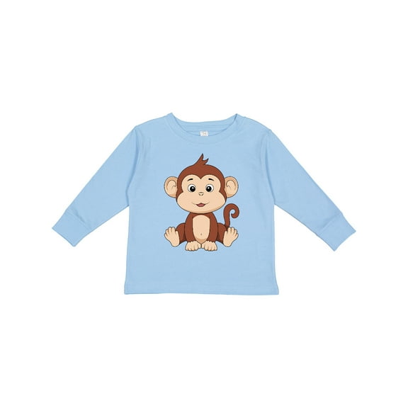 Inktastic Cute Brown and Tan Monkey Boys or Girls Long Sleeve Toddler T-Shirt