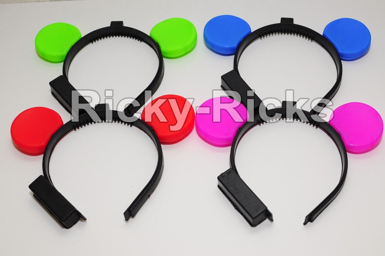 12 Light-Up Mouse Ears Flashing Headbands LED Blinking Mickey Party