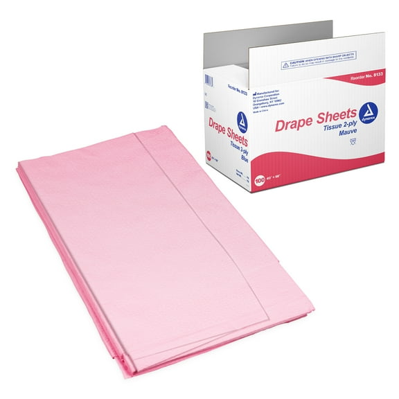 Dynarex Drape Sheet, 2-Ply Tissue, Mauve, Disposable Paper Sheet Used by Medical Professionals for Patient Privacy and Protection, 40" x 60", Pack of 100