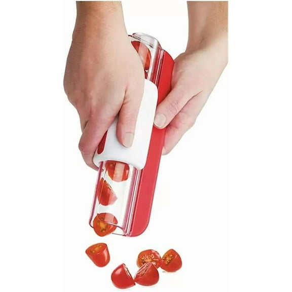ABPETE grape slicer,Zip Slicer for Tomatoes, Grapes and Cherry Tomatoes Slicer Cutter, Progressive Zip Slicer Fruit Splitter, Fast Easy Kitchen Cutter for Fruit and Vegetable Salad etc(red)