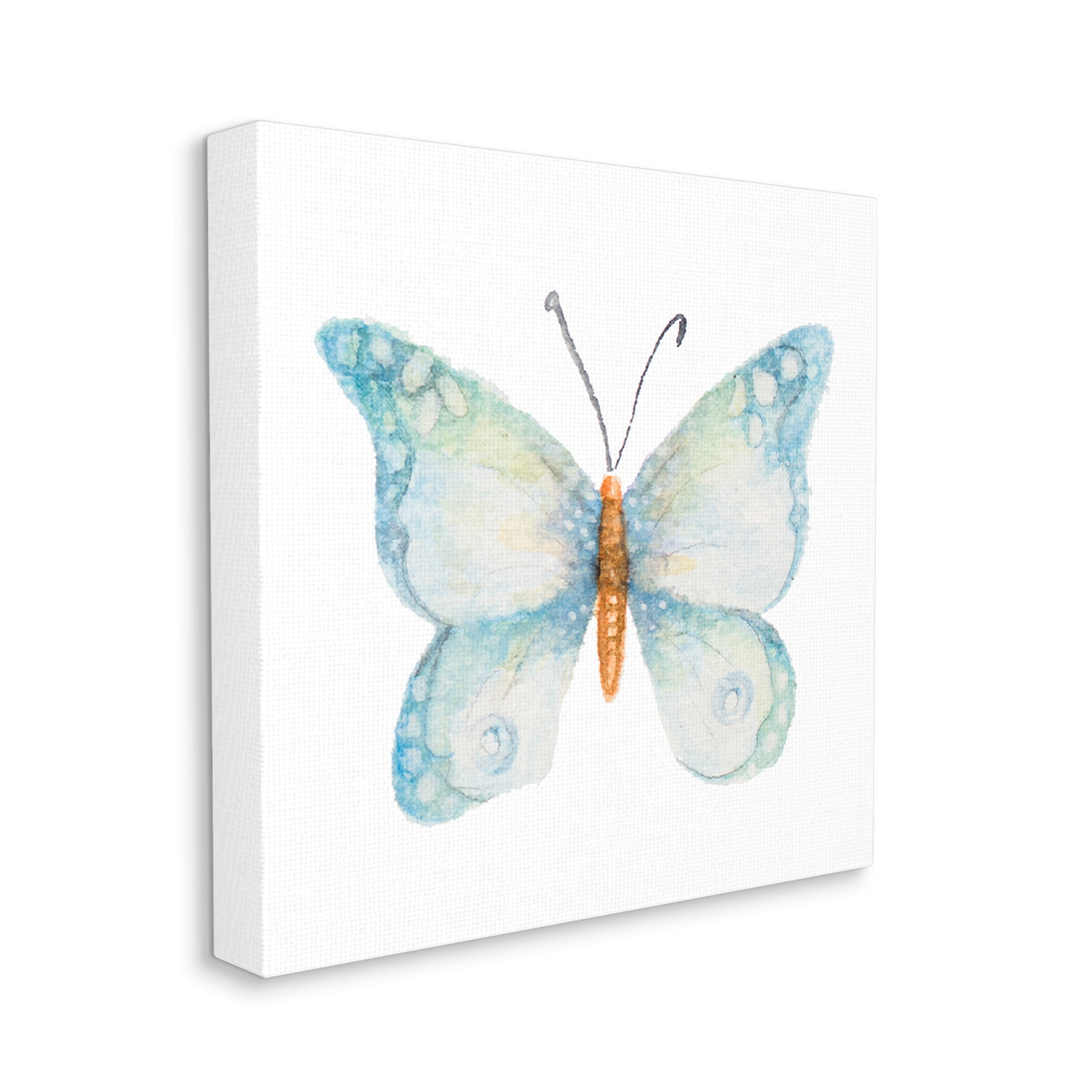 Stupell Industries Elegant Blue Butterfly Insect Animal Watercolor Effect Painting Gallery Wrapped Canvas Print Wall Art, Design by Janice Gaynor